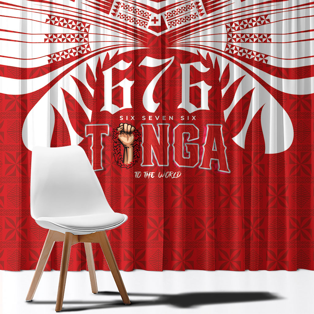 Tonga Rugby Window Curtain Sipi Tau - Six Seven Six to the World LT03 - Polynesian Pride