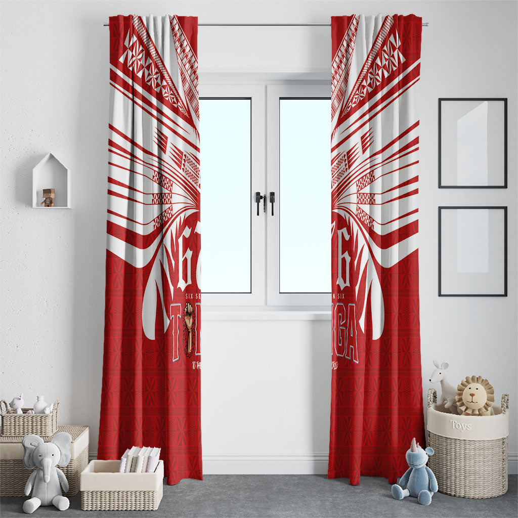 Tonga Rugby Window Curtain Sipi Tau - Six Seven Six to the World LT03 - Polynesian Pride