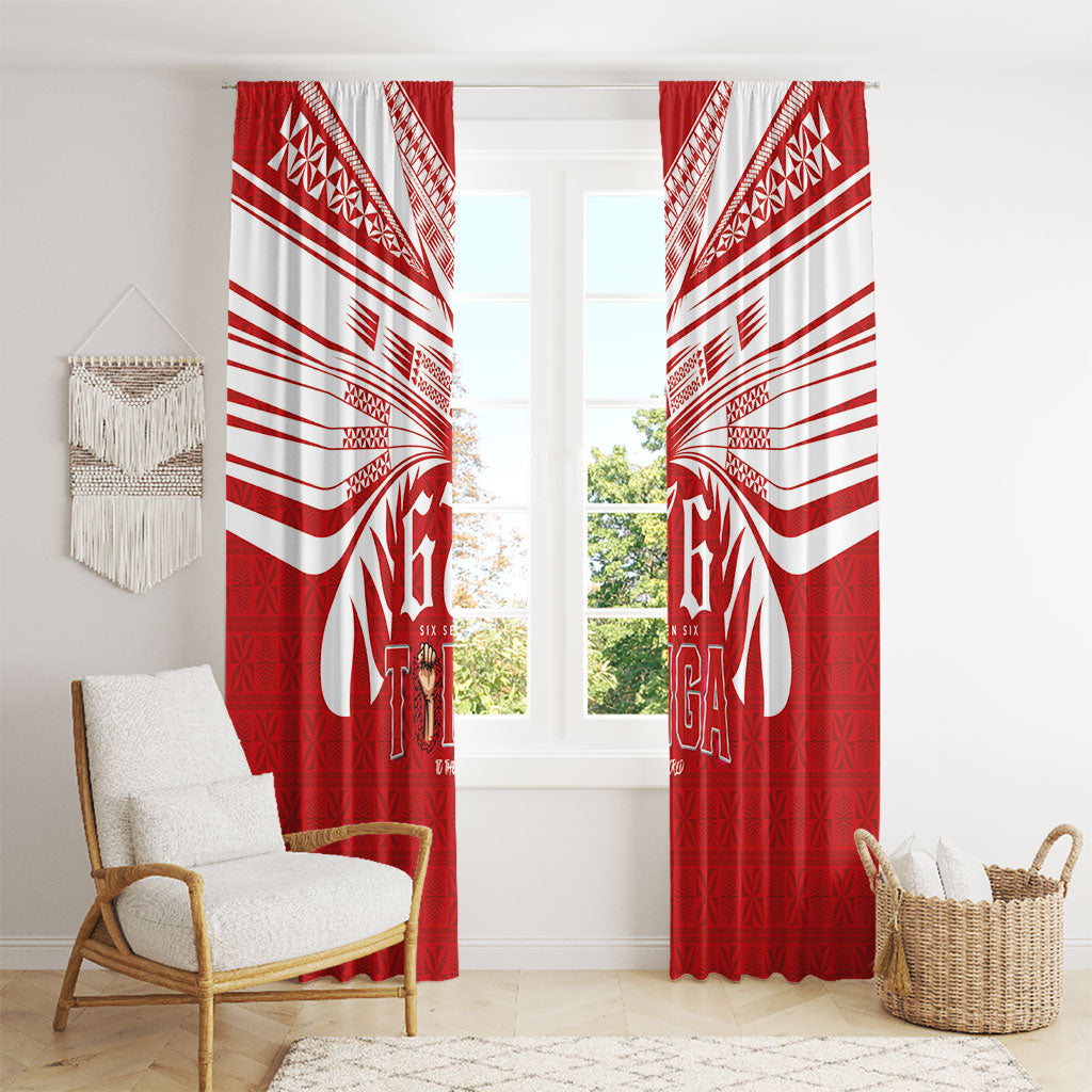 Tonga Rugby Window Curtain Sipi Tau - Six Seven Six to the World LT03 - Polynesian Pride