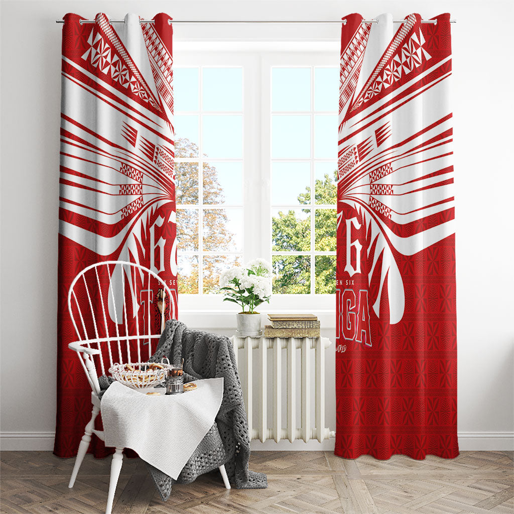 Tonga Rugby Window Curtain Sipi Tau - Six Seven Six to the World LT03 - Polynesian Pride