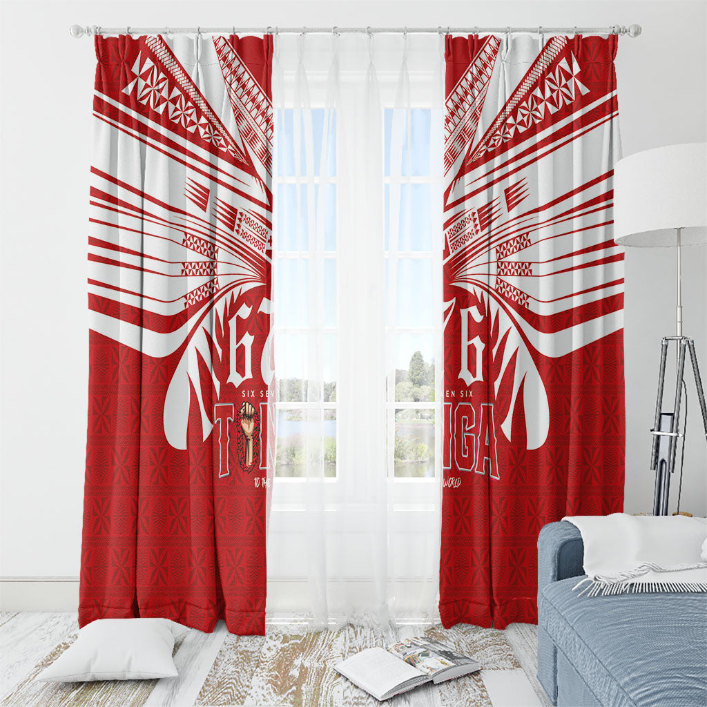 Tonga Rugby Window Curtain Sipi Tau - Six Seven Six to the World LT03 - Polynesian Pride