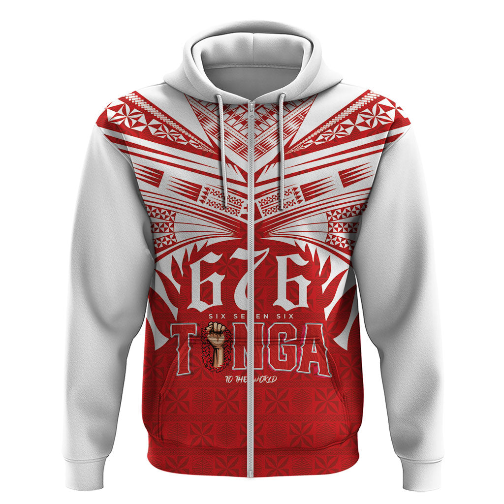 Tonga Rugby Custom Zip Hoodie Sipi Tau - Six Seven Six to the World