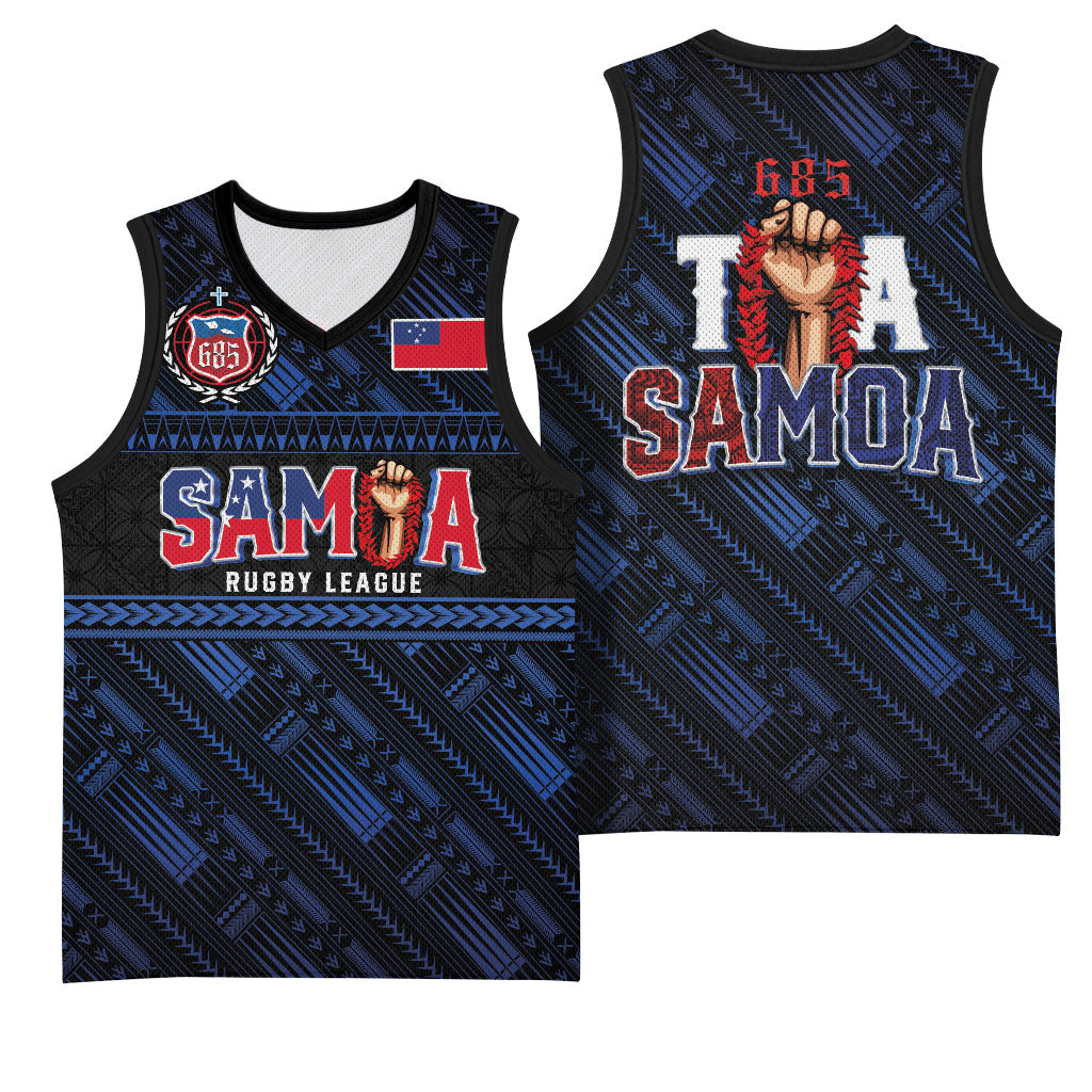 Toa Samoa Rugby Basketball Jersey Siva Tau - Samoan Warriors Pacific Pattern LT03 - Polynesian Pride