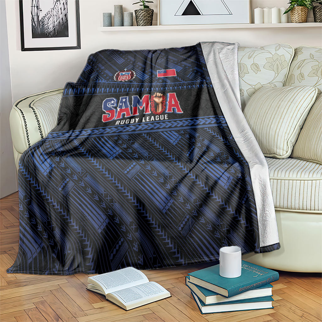 Toa Samoa Rugby Blanket Siva Tau - Samoan Warriors Pacific Pattern LT03 Navy - Polynesian Pride