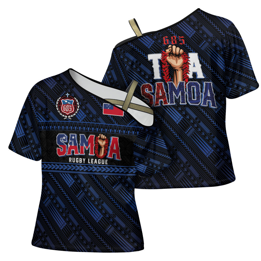 Toa Samoa Rugby Cross Shoulder Shirt Siva Tau - Samoan Warriors Pacific Pattern LT03 - Polynesian Pride