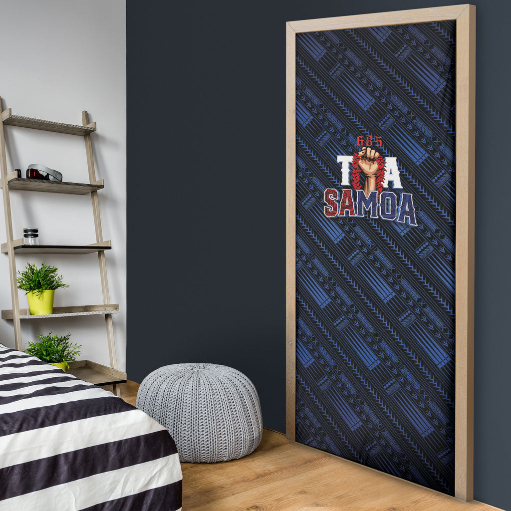 Toa Samoa Rugby Door Cover Siva Tau - Samoan Warriors Pacific Pattern LT03 - Polynesian Pride