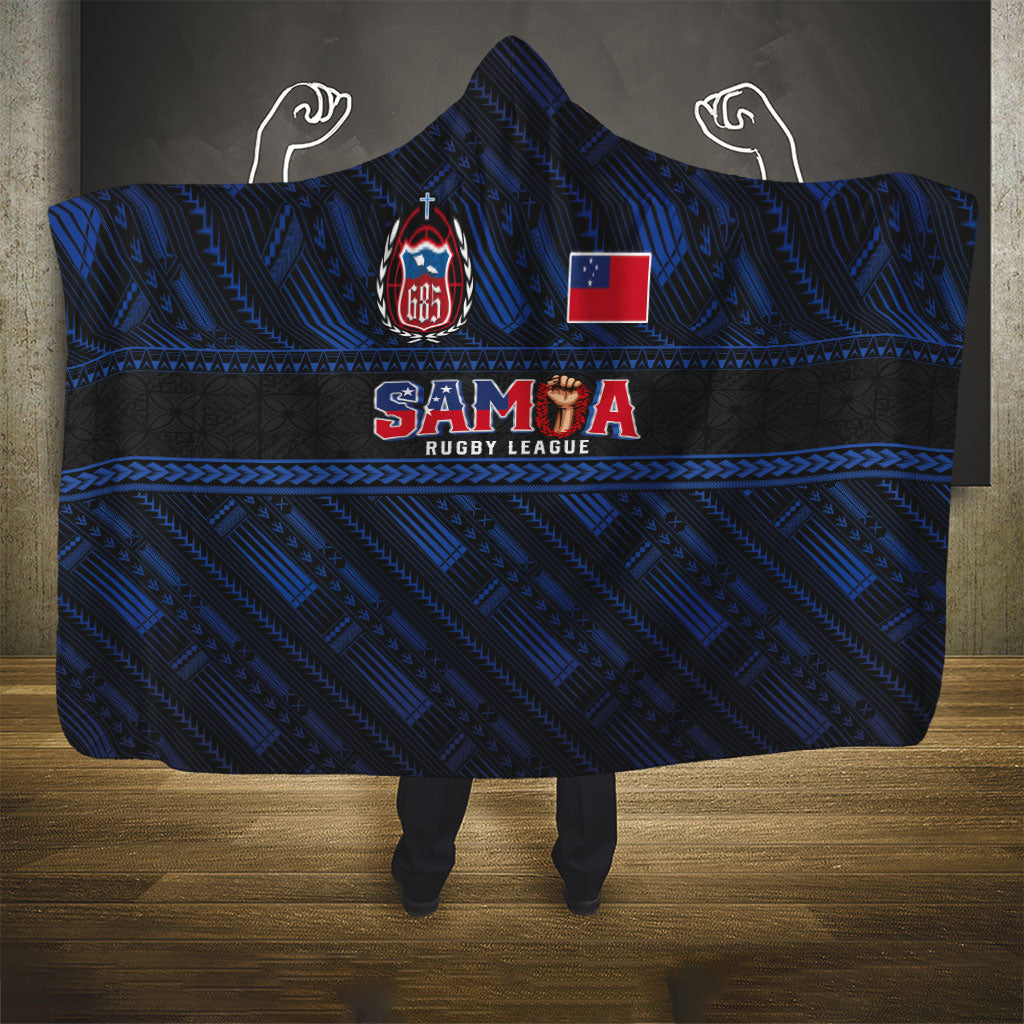 Toa Samoa Rugby Hooded Blanket Siva Tau - Samoan Warriors Pacific Pattern LT03 - Polynesian Pride