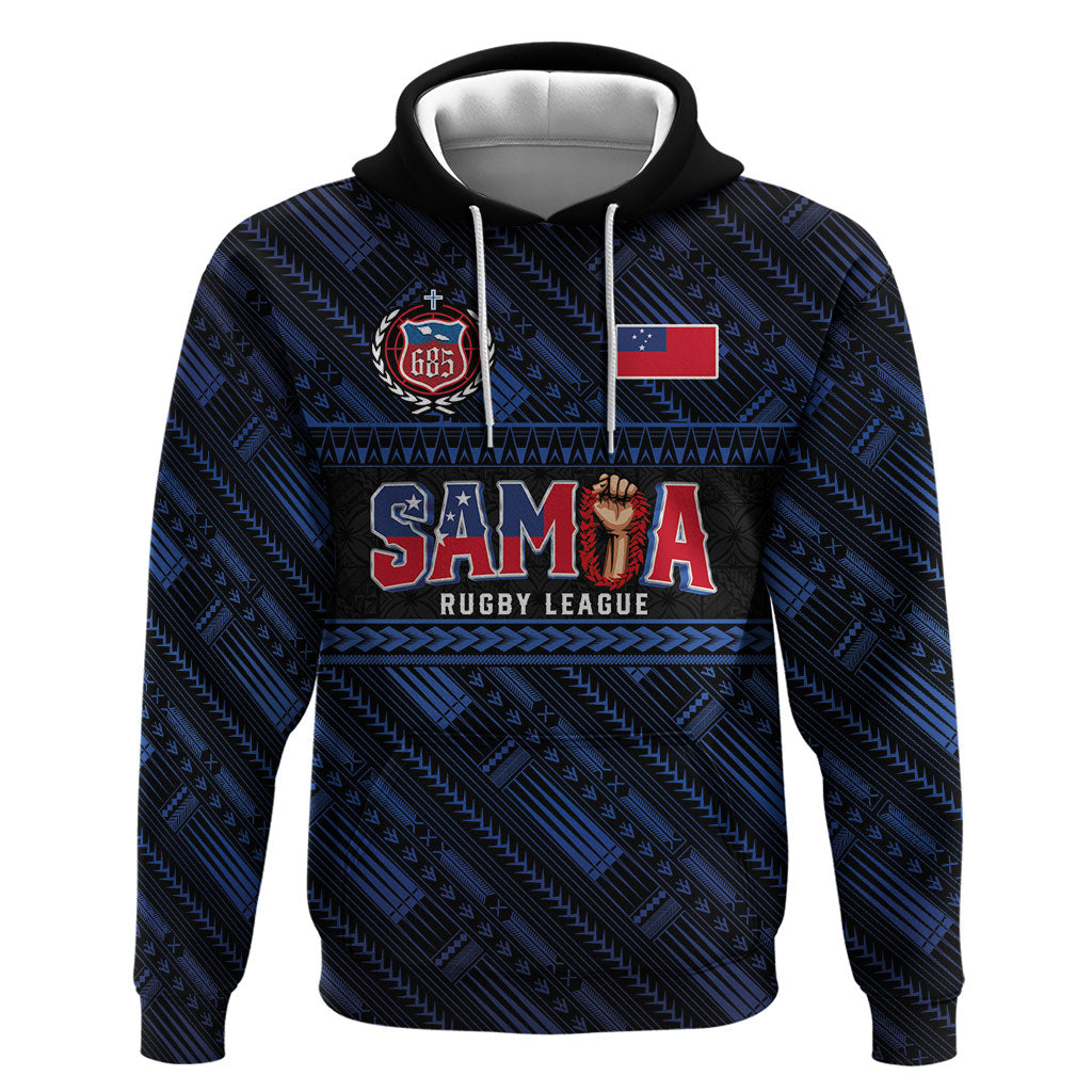Toa Samoa Rugby Hoodie Siva Tau - Samoan Warriors Pacific Pattern LT03 Pullover Hoodie Navy - Polynesian Pride