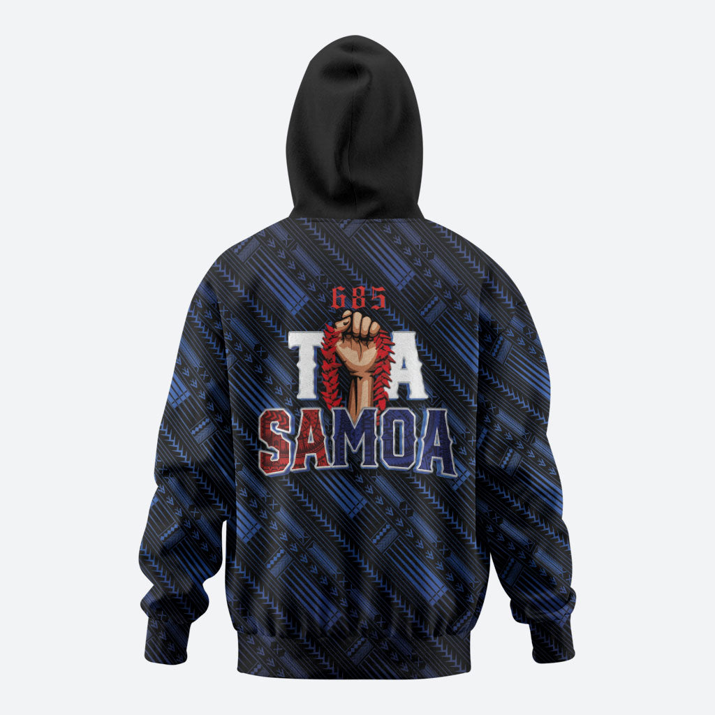 Toa Samoa Rugby Hoodie Siva Tau - Samoan Warriors Pacific Pattern LT03 - Polynesian Pride