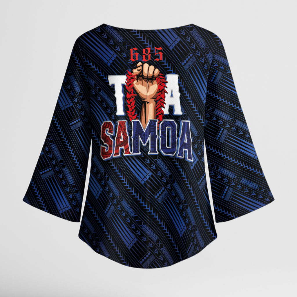 Toa Samoa Rugby Kimono Sleeve Blouse Siva Tau - Samoan Warriors Pacific Pattern LT03 - Polynesian Pride
