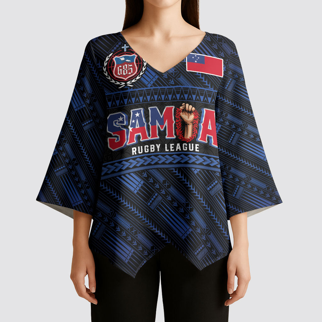 Toa Samoa Rugby Kimono Sleeve Blouse Siva Tau - Samoan Warriors Pacific Pattern LT03 - Polynesian Pride