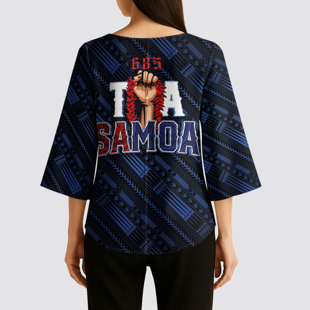 Toa Samoa Rugby Kimono Sleeve Blouse Siva Tau - Samoan Warriors Pacific Pattern LT03 - Polynesian Pride