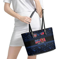 Toa Samoa Rugby Leather Tote Bag Siva Tau - Samoan Warriors Pacific Pattern LT03 - Polynesian Pride