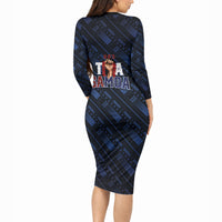 Toa Samoa Rugby Long Sleeve Bodycon Dress Siva Tau - Samoan Warriors Pacific Pattern LT03 - Polynesian Pride