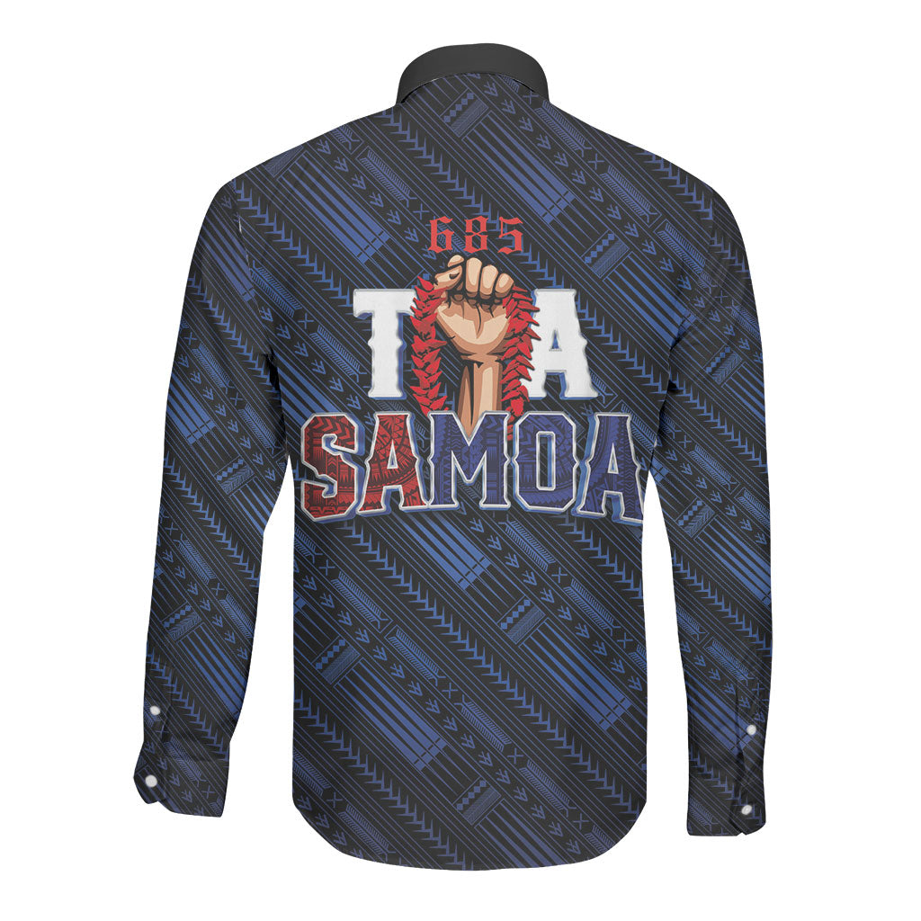 Toa Samoa Rugby Long Sleeve Button Shirt Siva Tau - Samoan Warriors Pacific Pattern LT03 - Polynesian Pride