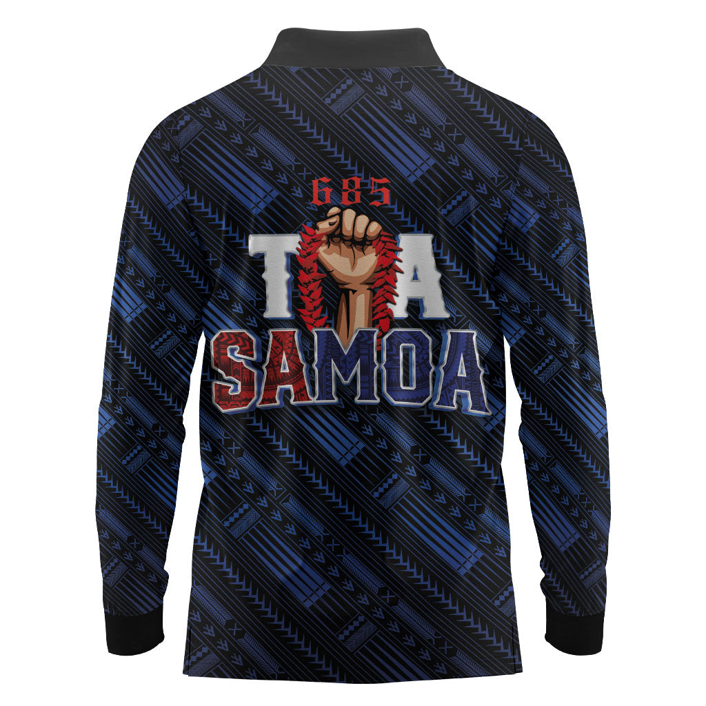 Toa Samoa Rugby Long Sleeve Polo Shirt Siva Tau - Samoan Warriors Pacific Pattern LT03 - Polynesian Pride