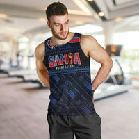 Toa Samoa Rugby Men Tank Top Siva Tau - Samoan Warriors Pacific Pattern LT03 Navy - Polynesian Pride