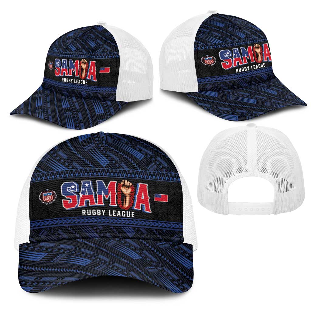 Toa Samoa Rugby Mesh Trucker Cap Siva Tau - Samoan Warriors Pacific Pattern