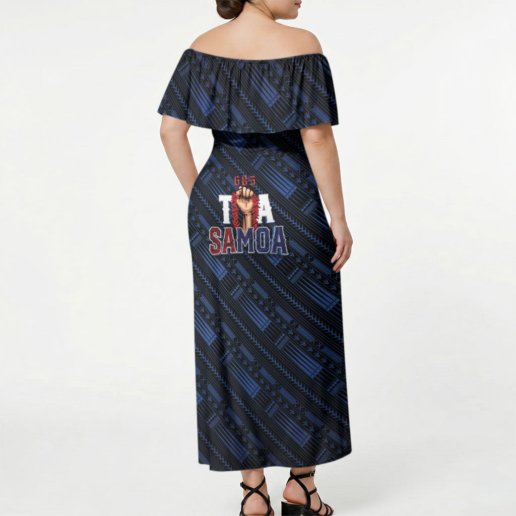 Toa Samoa Rugby Off Shoulder Maxi Dress Siva Tau - Samoan Warriors Pacific Pattern LT03 - Polynesian Pride