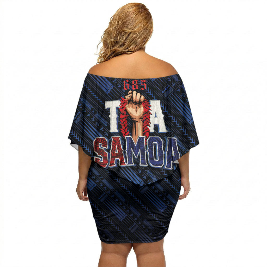Toa Samoa Rugby Off Shoulder Short Dress Siva Tau - Samoan Warriors Pacific Pattern LT03 - Polynesian Pride