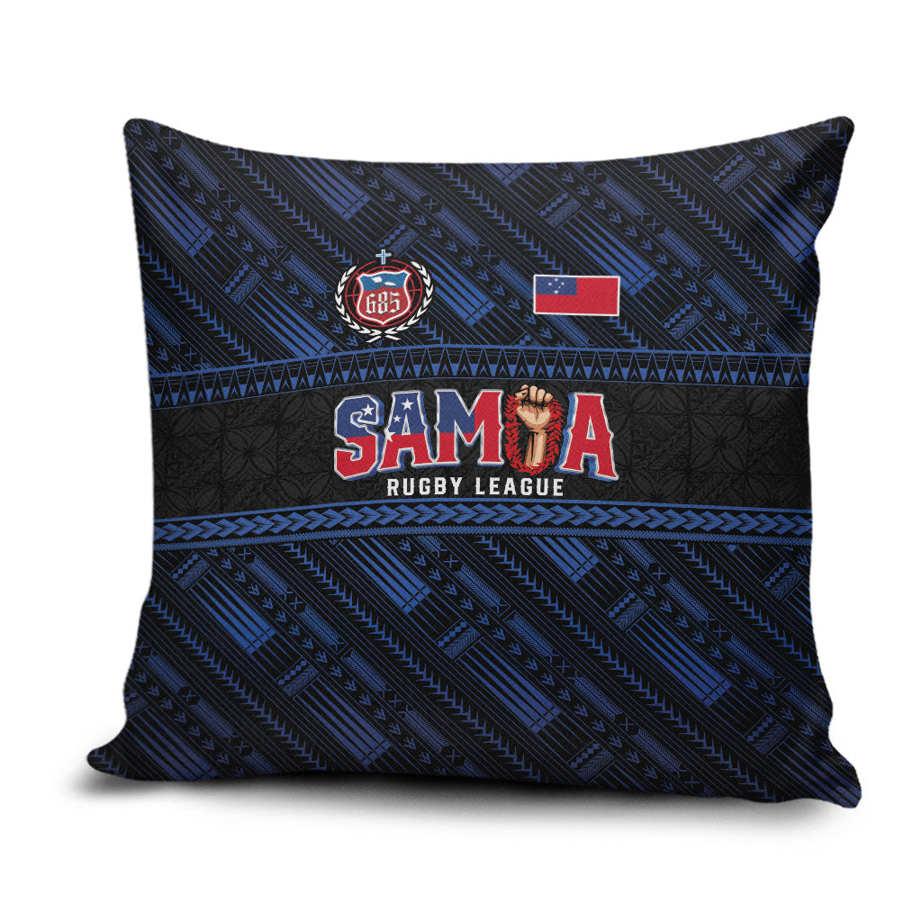 Toa Samoa Rugby Pillow Cover Siva Tau - Samoan Warriors Pacific Pattern LT03 Navy - Polynesian Pride