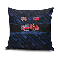 Toa Samoa Rugby Pillow Cover Siva Tau - Samoan Warriors Pacific Pattern LT03 Navy - Polynesian Pride