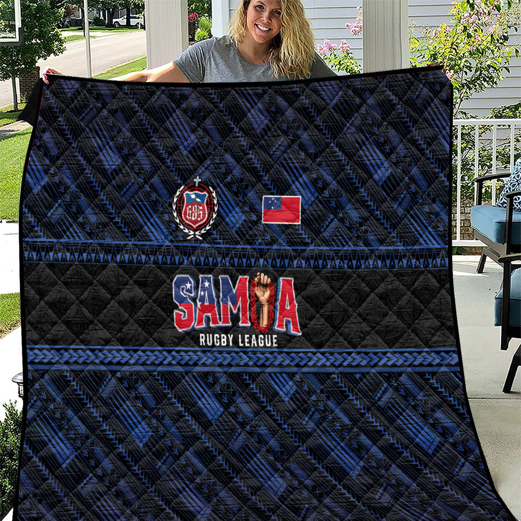 Toa Samoa Rugby Quilt Siva Tau - Samoan Warriors Pacific Pattern LT03 Navy - Polynesian Pride