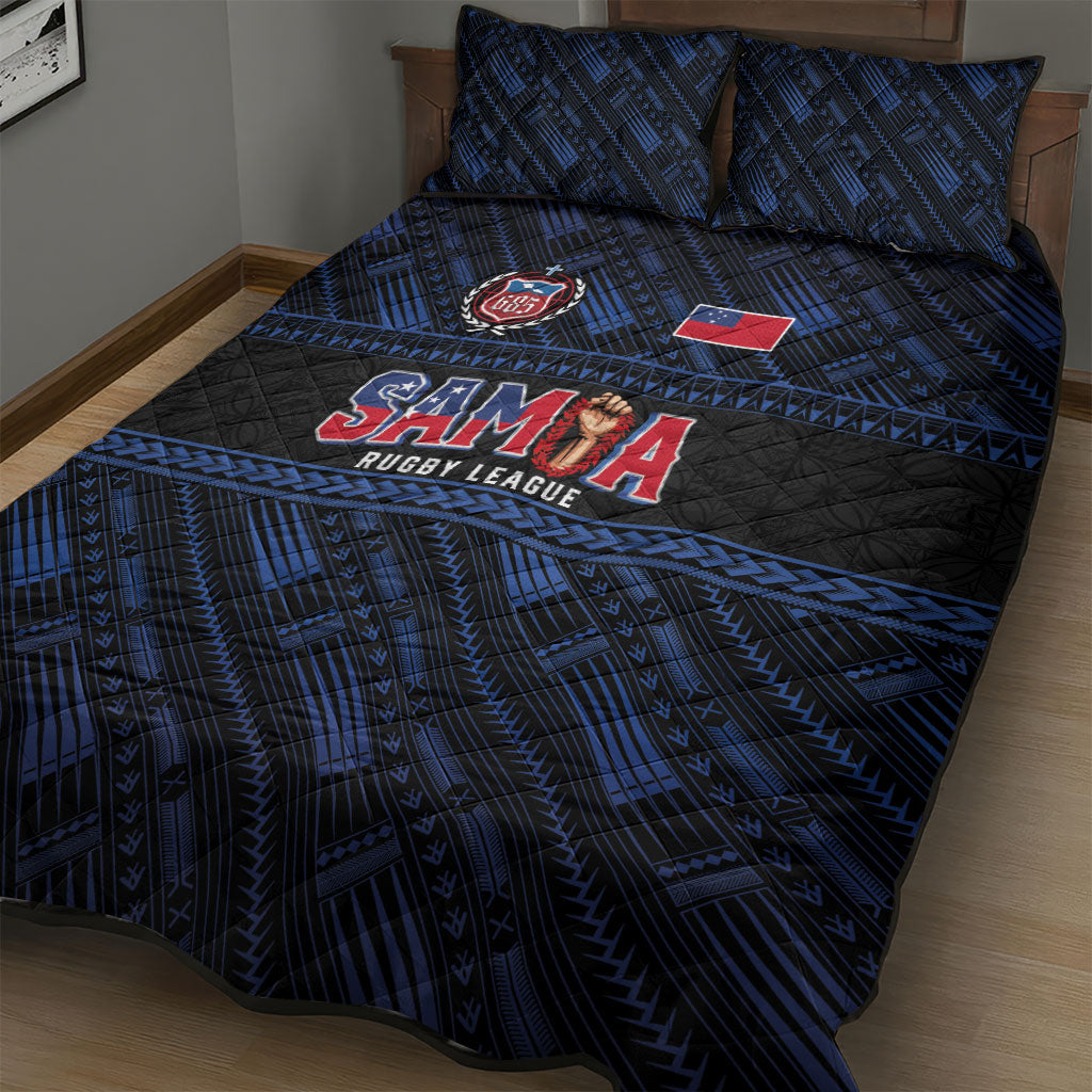 Toa Samoa Rugby Quilt Bed Set Siva Tau - Samoan Warriors Pacific Pattern LT03 - Polynesian Pride
