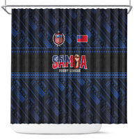 Toa Samoa Rugby Shower Curtain Siva Tau - Samoan Warriors Pacific Pattern LT03 Navy - Polynesian Pride