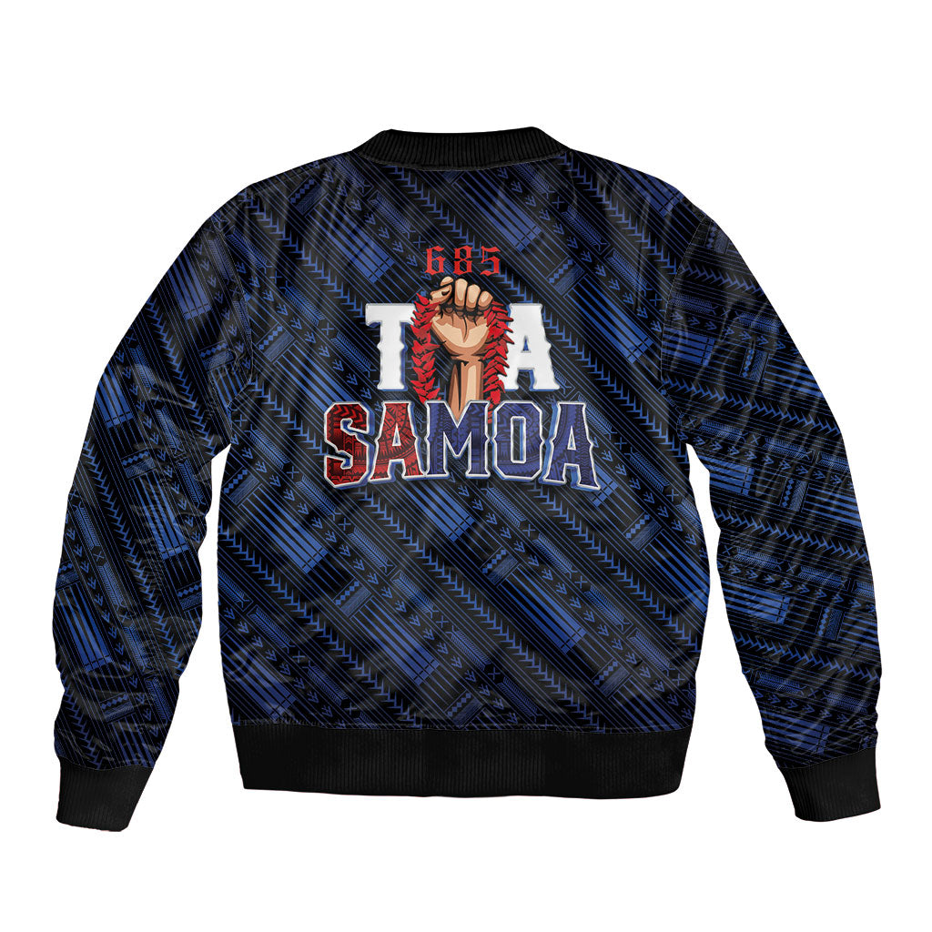 Toa Samoa Rugby Sleeve Zip Bomber Jacket Siva Tau - Samoan Warriors Pacific Pattern LT03 - Polynesian Pride