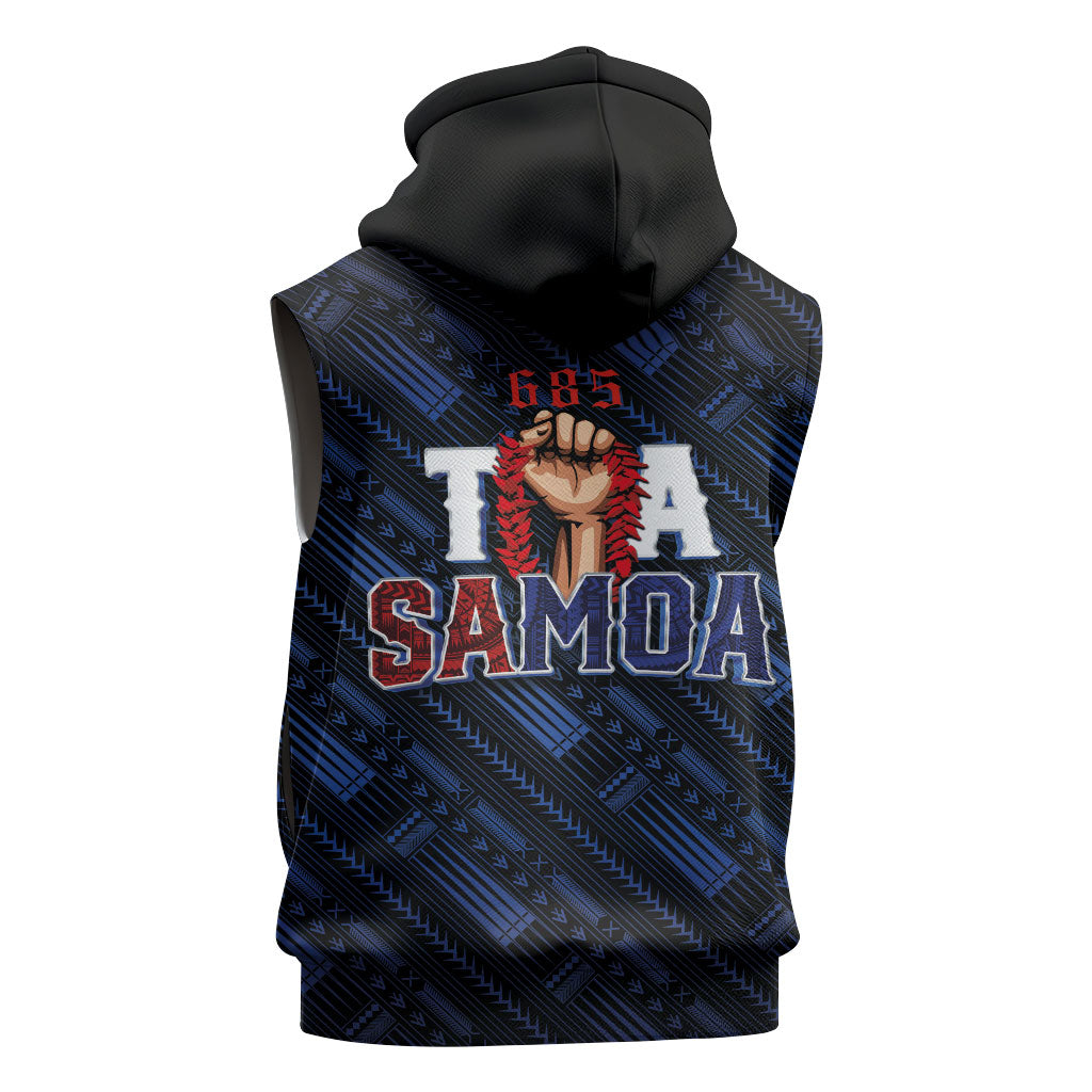 Toa Samoa Rugby Sleeveless Hoodie Siva Tau - Samoan Warriors Pacific Pattern LT03 - Polynesian Pride