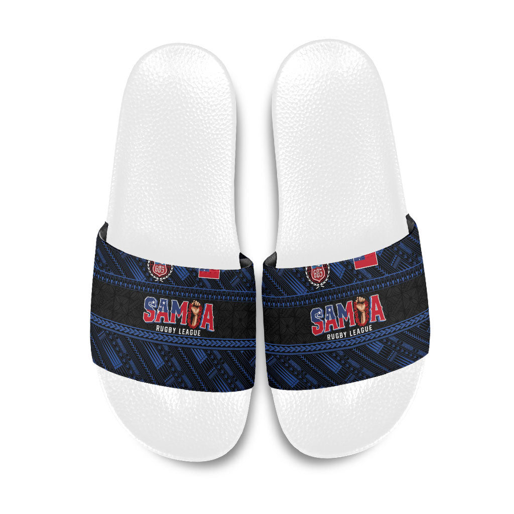 Toa Samoa Rugby Slide Sandals Siva Tau - Samoan Warriors Pacific Pattern LT03 Navy - Polynesian Pride
