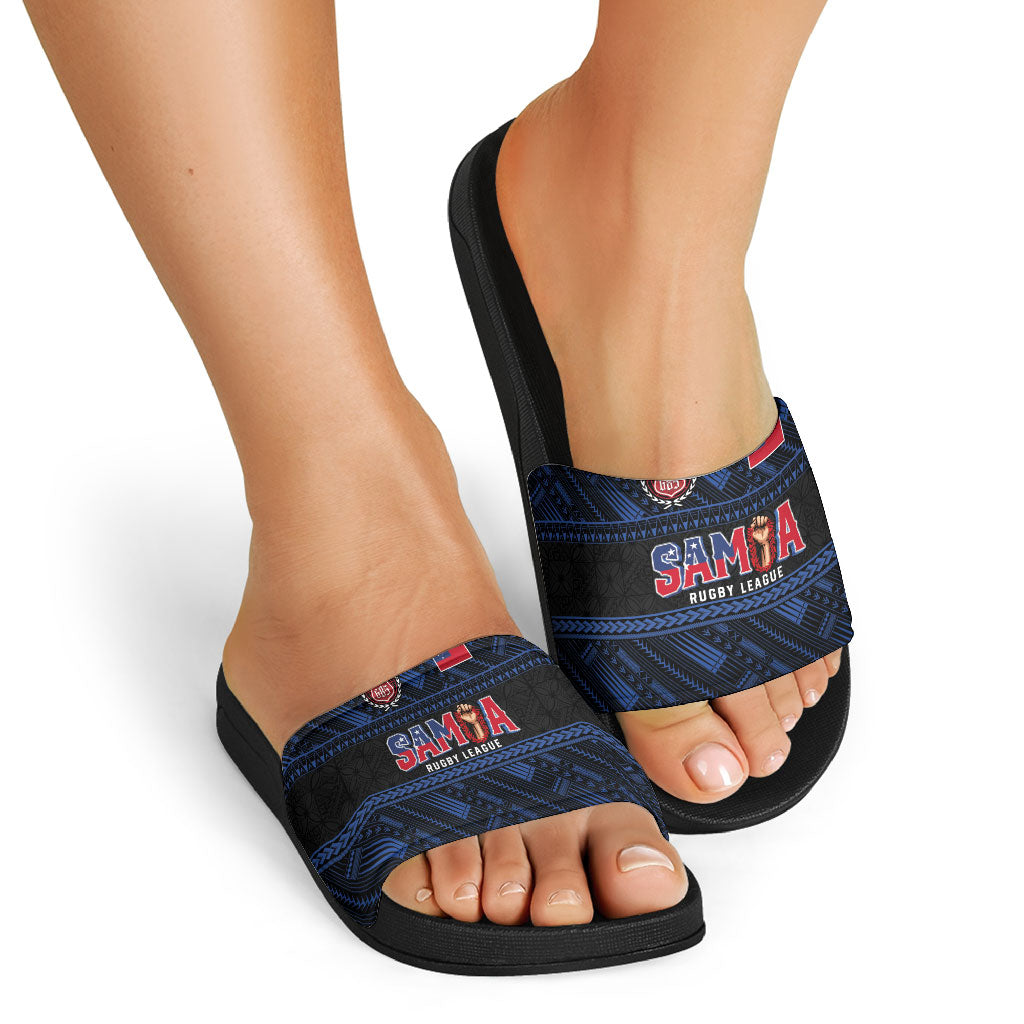 Toa Samoa Rugby Slide Sandals Siva Tau - Samoan Warriors Pacific Pattern LT03 - Polynesian Pride