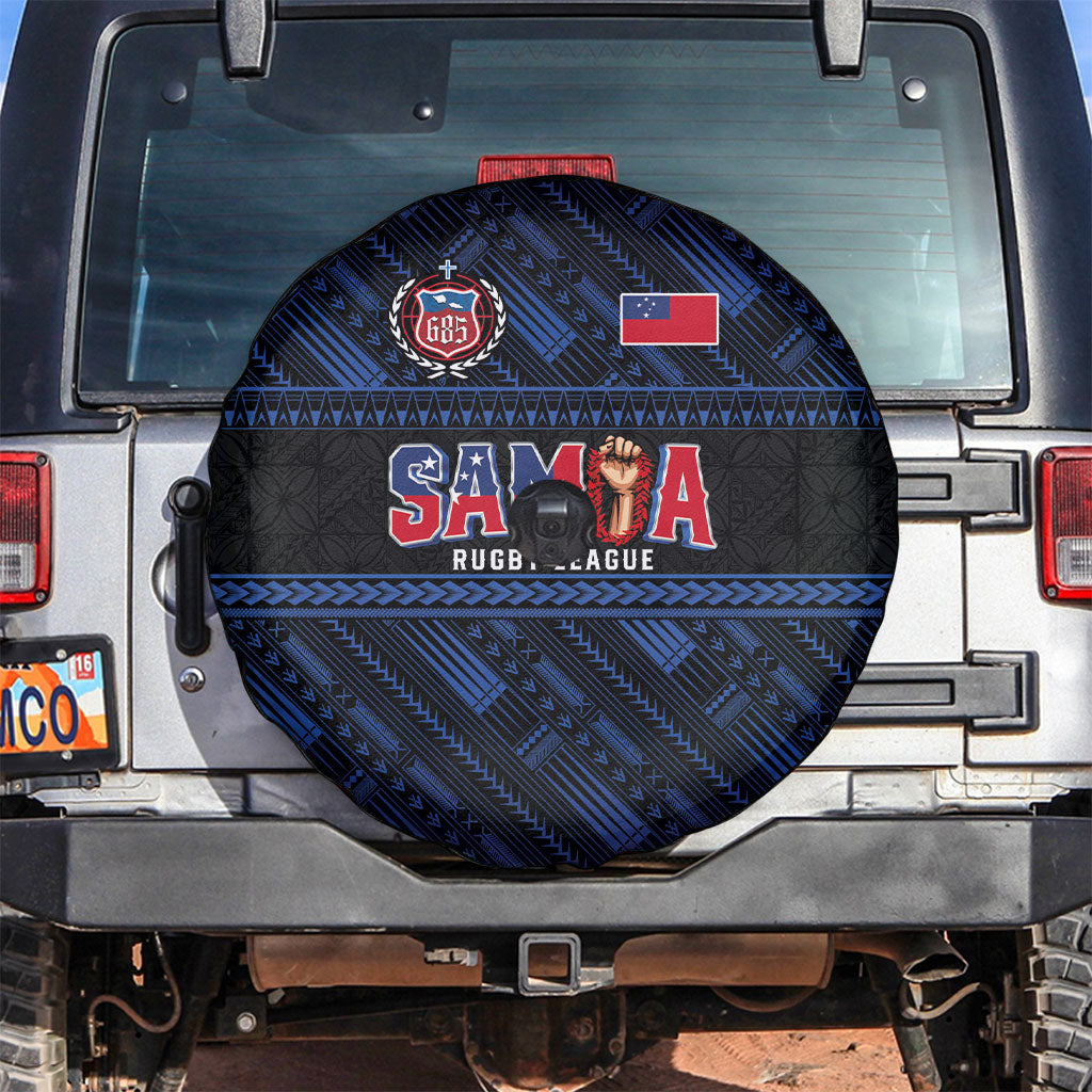 Toa Samoa Rugby Spare Tire Cover Siva Tau - Samoan Warriors Pacific Pattern LT03 Navy - Polynesian Pride