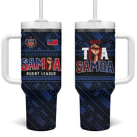 Toa Samoa Rugby Tumbler With Handle Siva Tau - Samoan Warriors Pacific Pattern