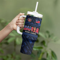 Toa Samoa Rugby Tumbler With Handle Siva Tau - Samoan Warriors Pacific Pattern