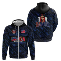 Toa Samoa Rugby Zip Hoodie Siva Tau - Samoan Warriors Pacific Pattern
