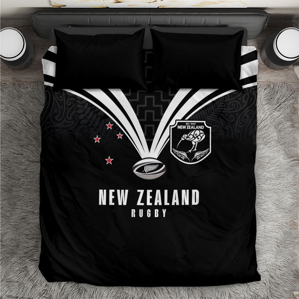 New Zealand Maori Rugby Bedding Set Aotearoa Tribal Motif Retro Concept LT03 Black - Polynesian Pride