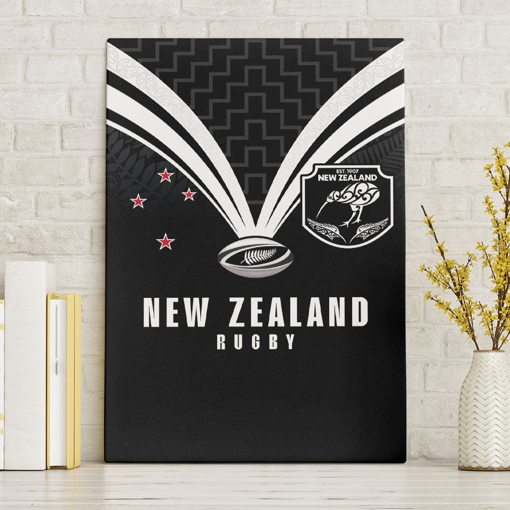 New Zealand Maori Rugby Canvas Wall Art Aotearoa Tribal Motif Retro Concept LT03 Without Frame Black - Polynesian Pride