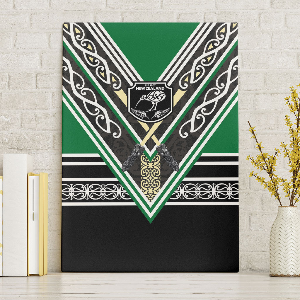 New Zealand Maori Rugby Canvas Wall Art Aotearoa Koru Geometric - Naturalistic Green LT03 Without Frame Green - Polynesian Pride