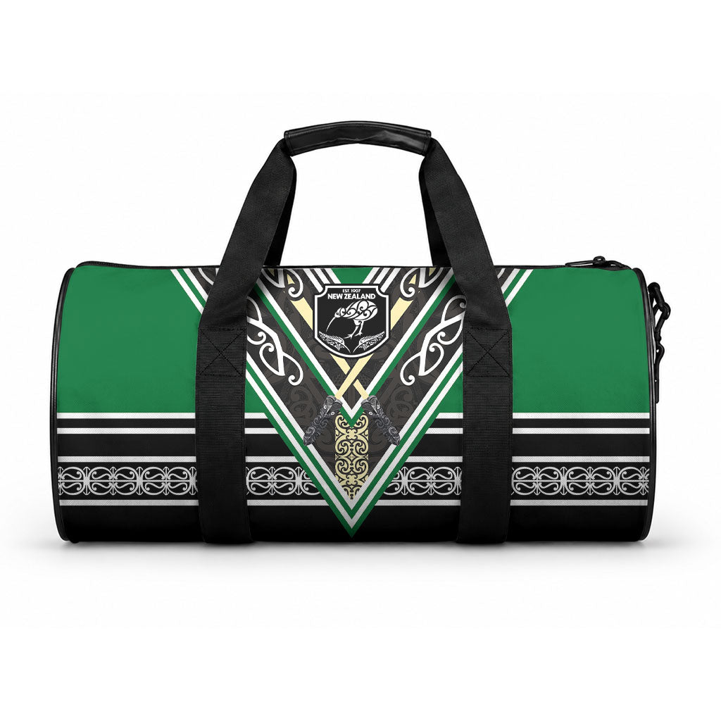 New Zealand Maori Rugby Duffle Bag Aotearoa Koru Geometric - Naturalistic Green LT03 One size Green - Polynesian Pride
