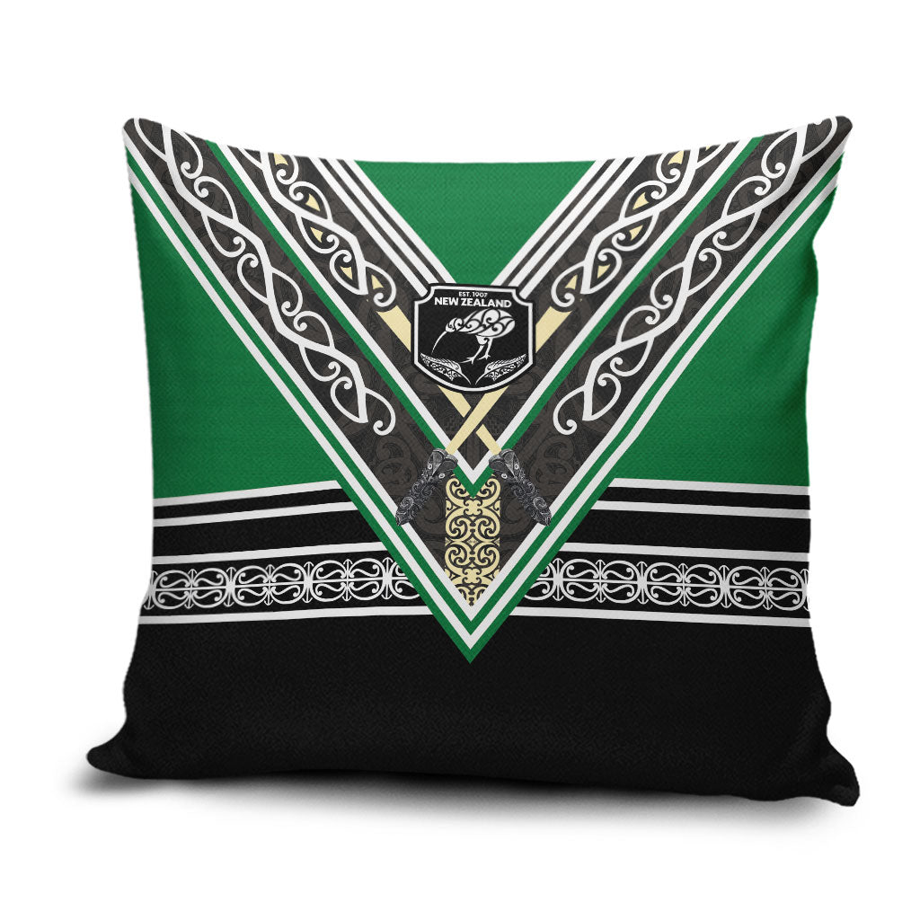 New Zealand Maori Rugby Pillow Cover Aotearoa Koru Geometric - Naturalistic Green LT03 Green - Polynesian Pride