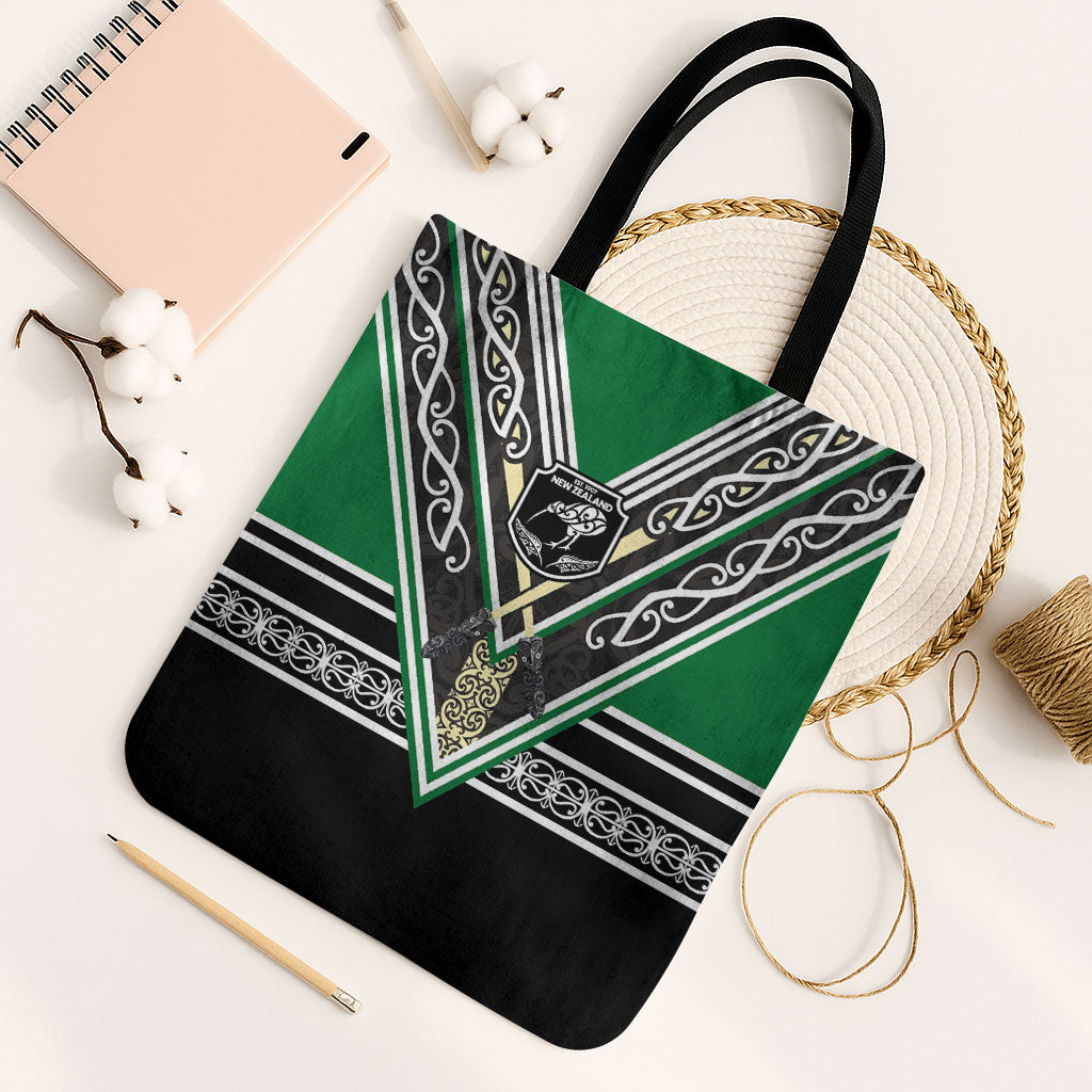 New Zealand Maori Rugby Tote Bag Aotearoa Koru Geometric - Naturalistic Green LT03 Black Strap One Size Green - Polynesian Pride