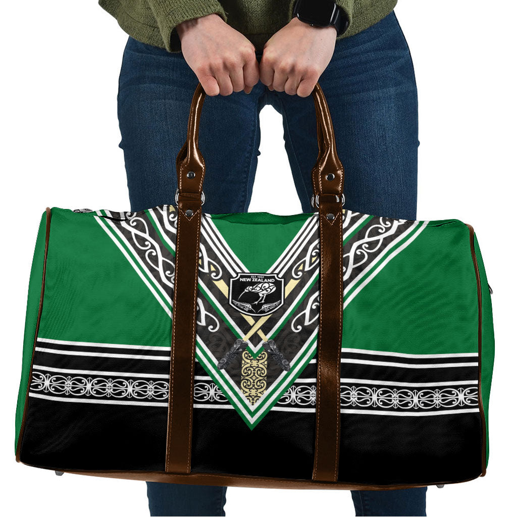 New Zealand Maori Rugby Travel Bag Aotearoa Koru Geometric - Naturalistic Green LT03 Green - Polynesian Pride