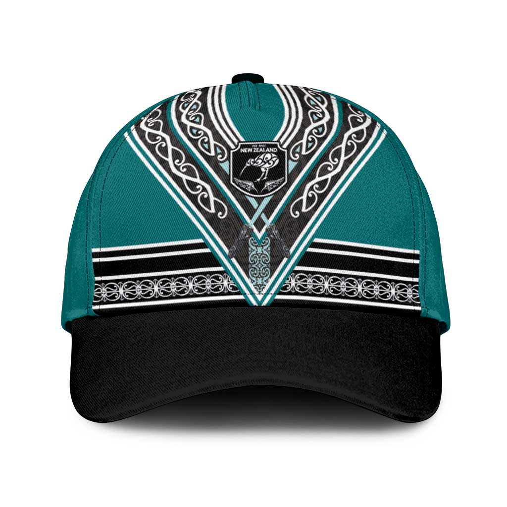 New Zealand Maori Rugby Classic Cap Aotearoa Koru Geometric - Oceanic Color LT03 Universal Fit Turquoise - Polynesian Pride