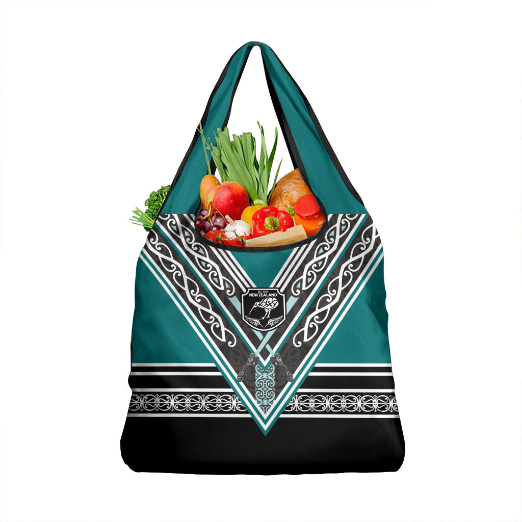 New Zealand Maori Rugby Grocery Bag Aotearoa Koru Geometric - Oceanic Color LT03 1-pack One Size Turquoise - Polynesian Pride