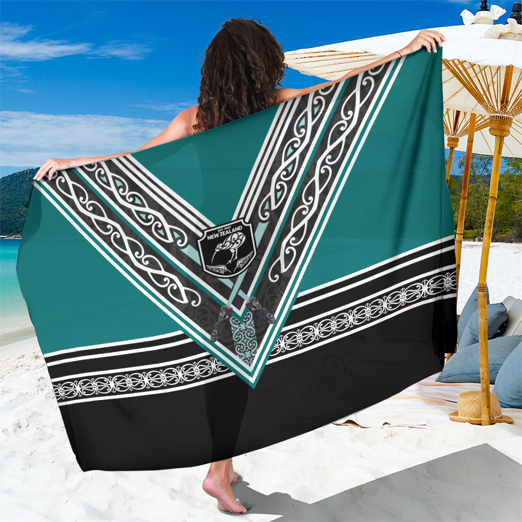 New Zealand Maori Rugby Sarong Aotearoa Koru Geometric - Oceanic Color LT03 One Size 44 x 66 inches Turquoise - Polynesian Pride