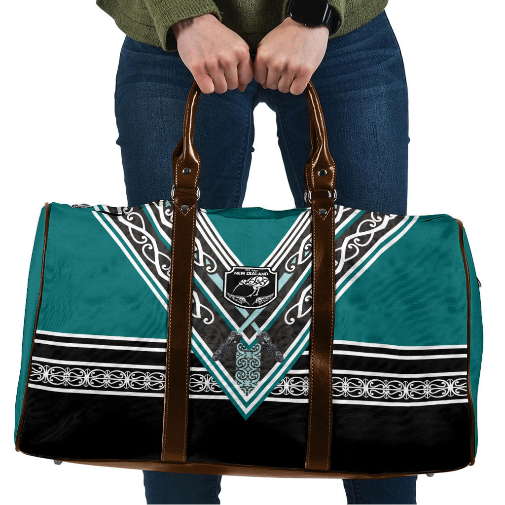 New Zealand Maori Rugby Travel Bag Aotearoa Koru Geometric - Oceanic Color LT03 Turquoise - Polynesian Pride