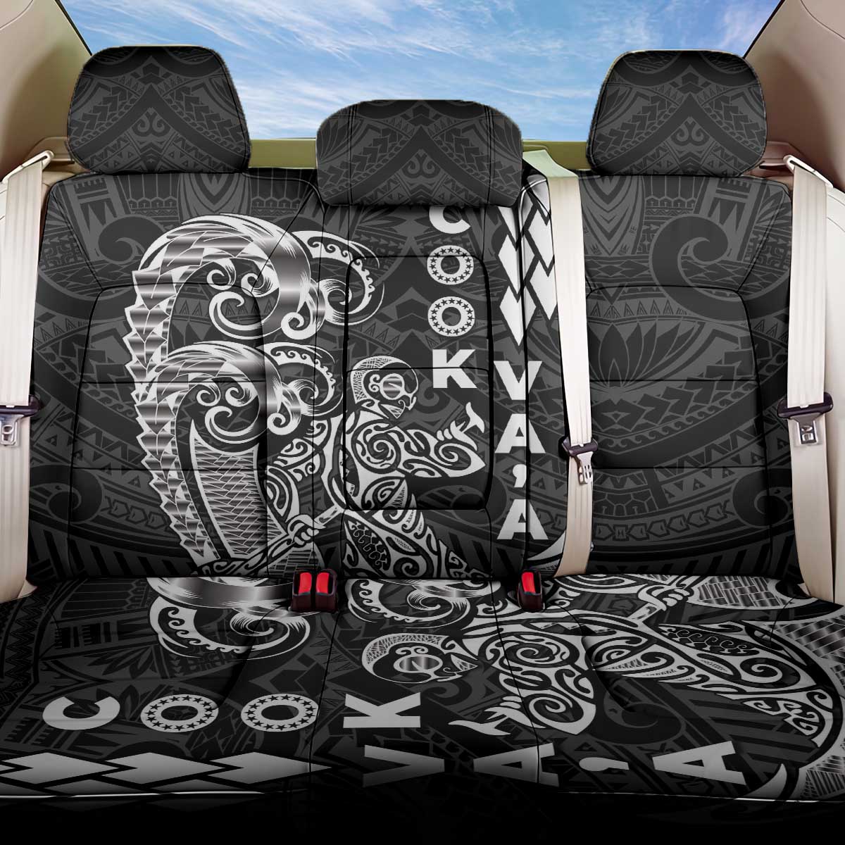 Cook Islands Vaa Polynesian Art Tattoo Back Car Seat Cover Black Color