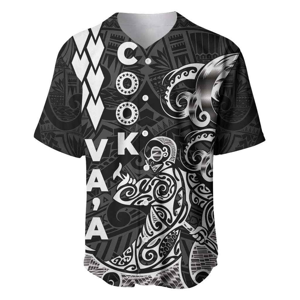 Cook Islands Vaa Polynesian Art Tattoo Baseball Jersey Black Color